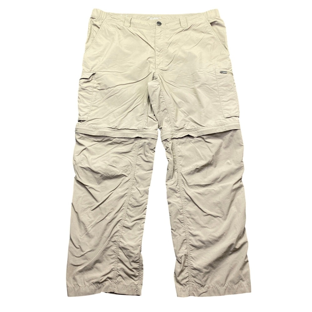 Columbia Mens Omni-Shade Convertible Cargo Hiking Pants Tan Sz 40 Outdoor Grunge